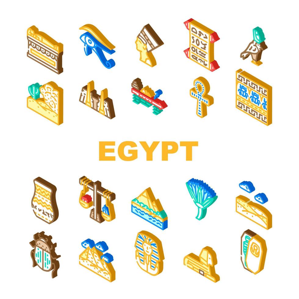 Egypt Civilization Landscape Icons Set Vector