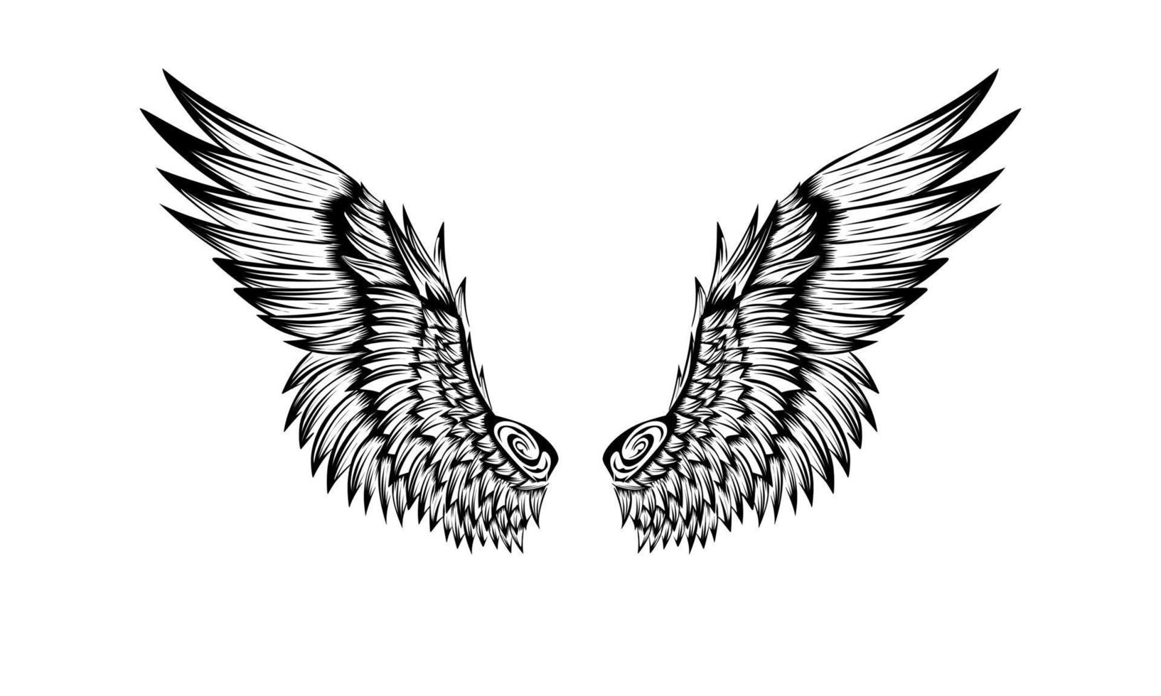 diseño de tatuaje de alas de ángel de vector libre