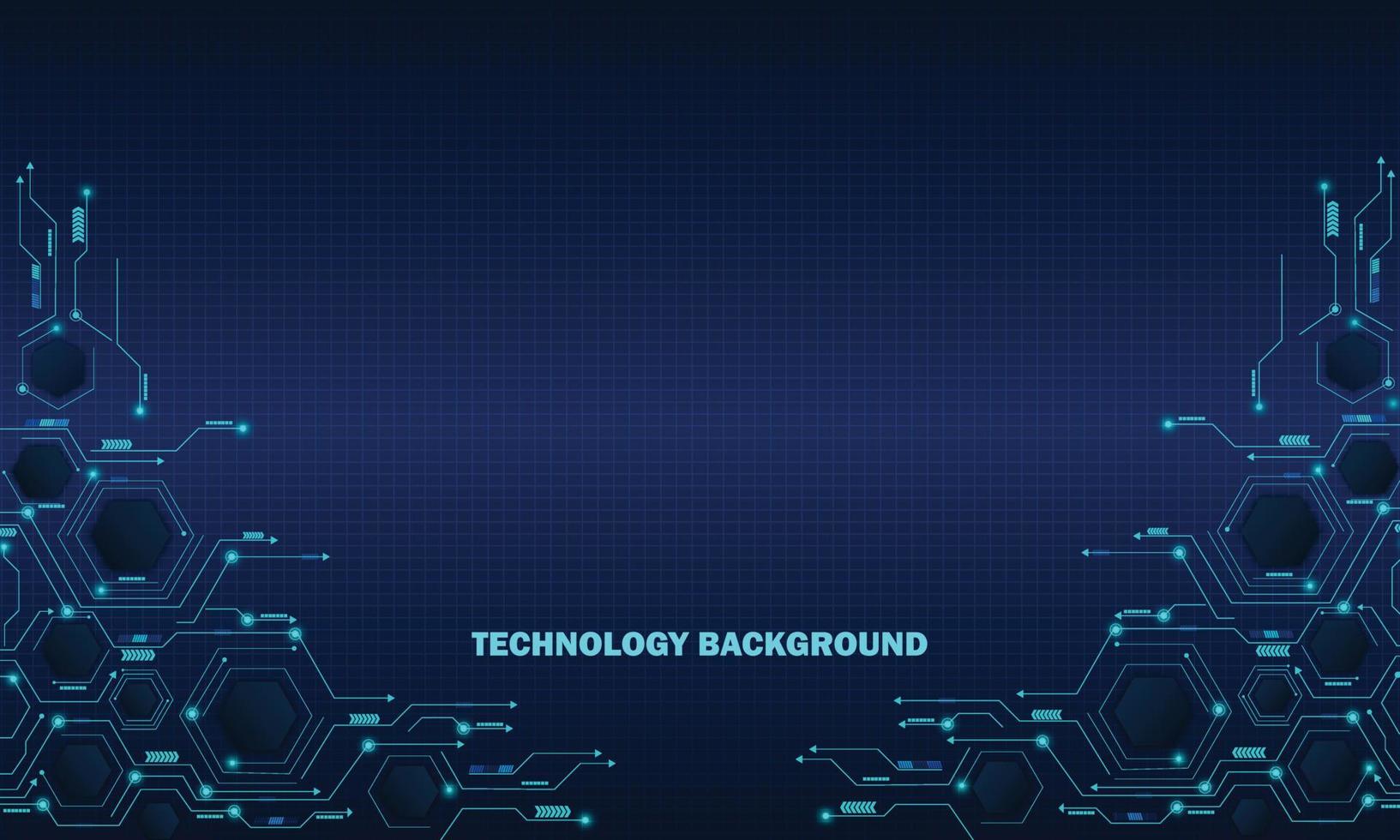 Abstract technology concept particle connection background with blue lights. vector