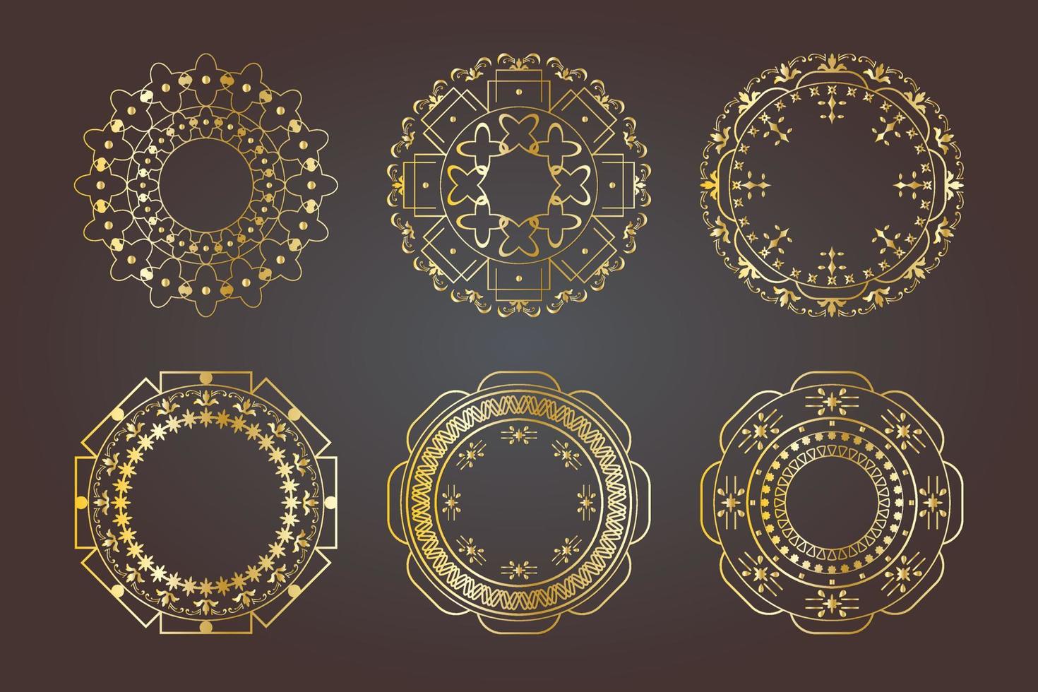 elemento dorado lujo real ornamento circular floral victoriano vector