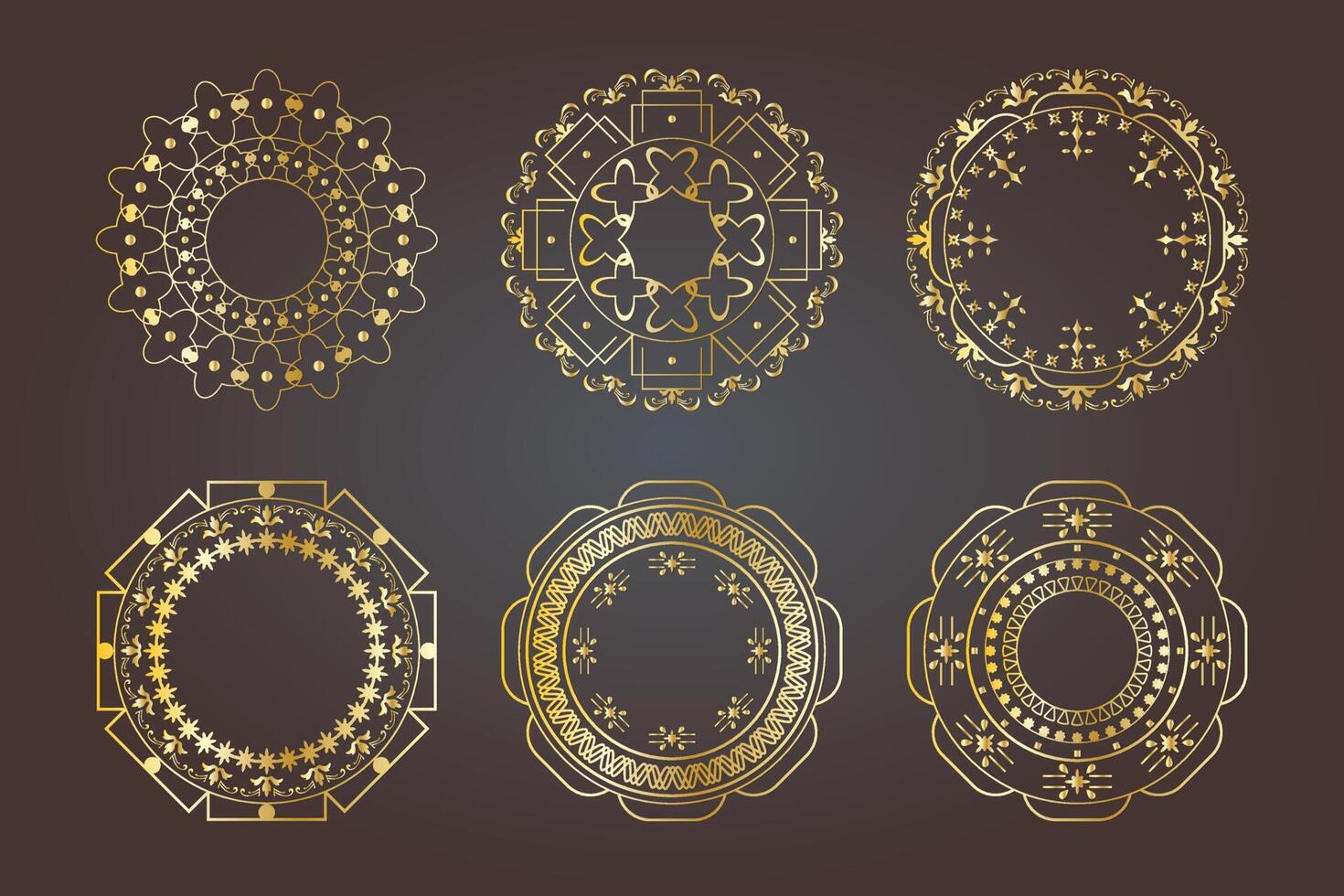 golden element luxury royal ornament circular floral victorian vector