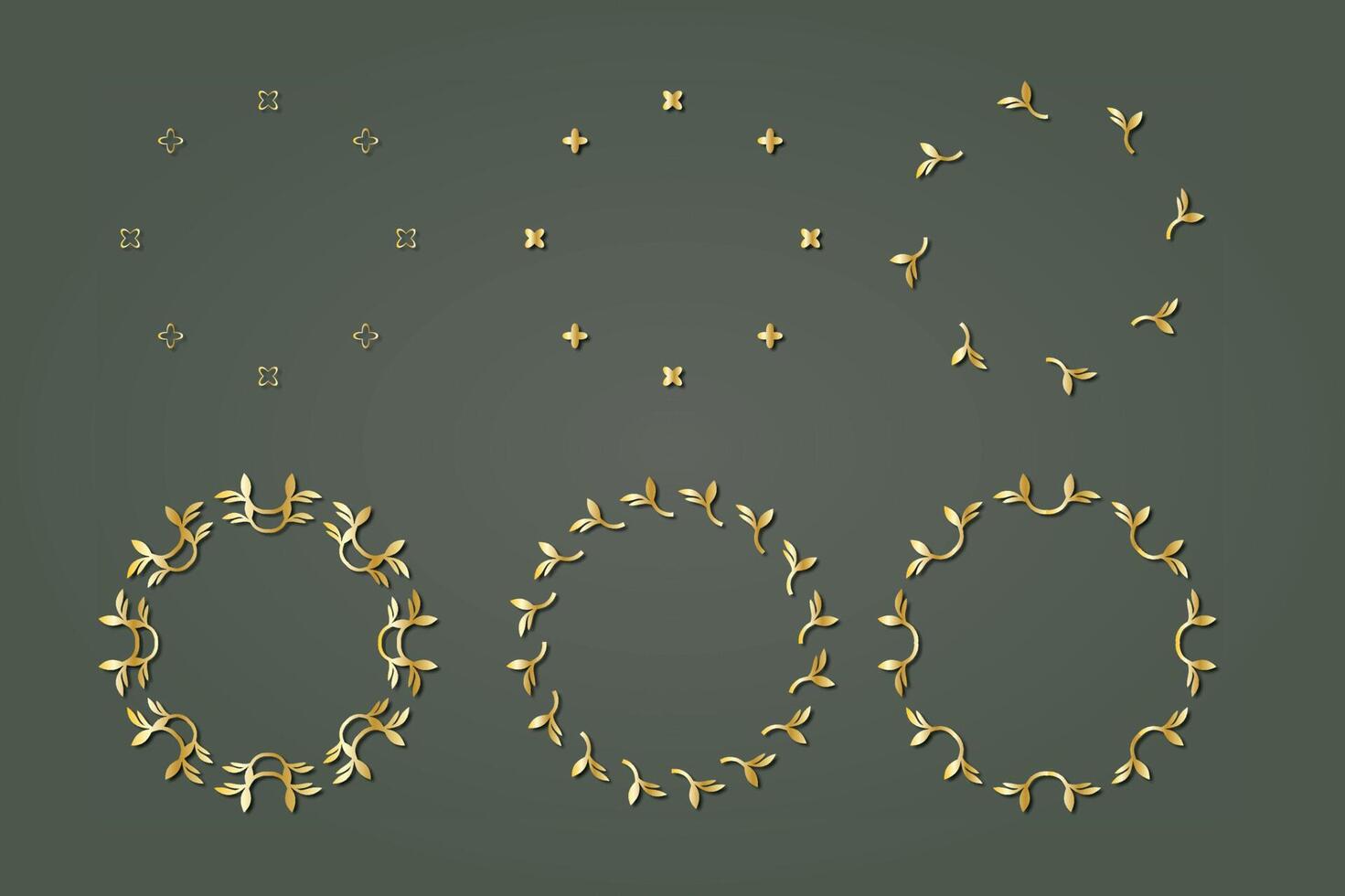 golden element luxury royal ornament circular floral victorian vector