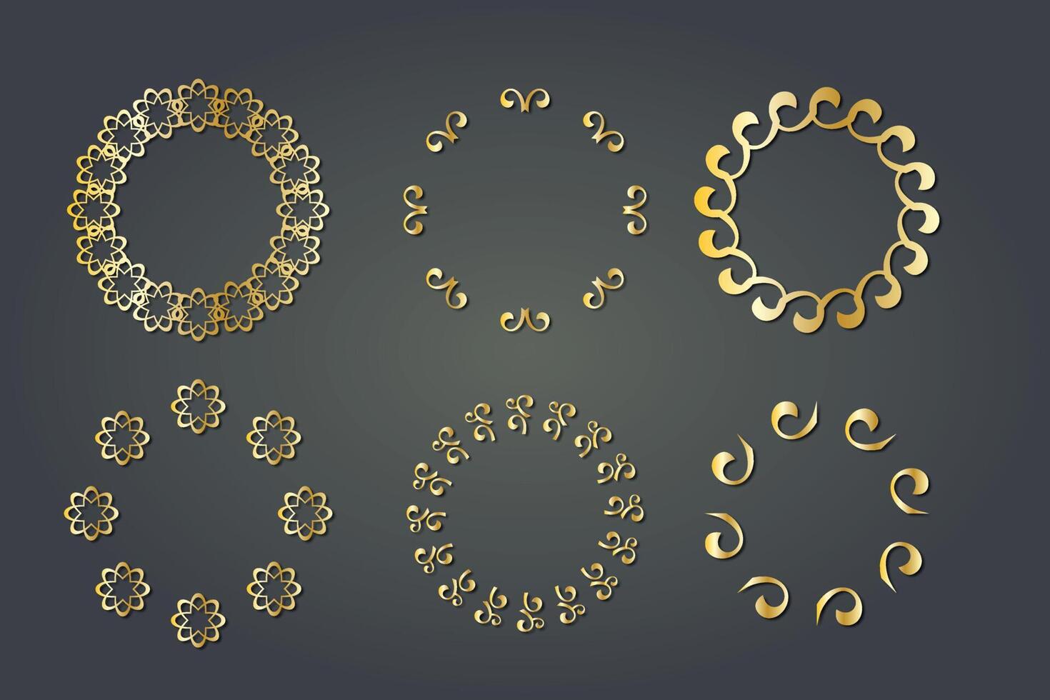 golden element luxury royal ornament circular floral victorian vector