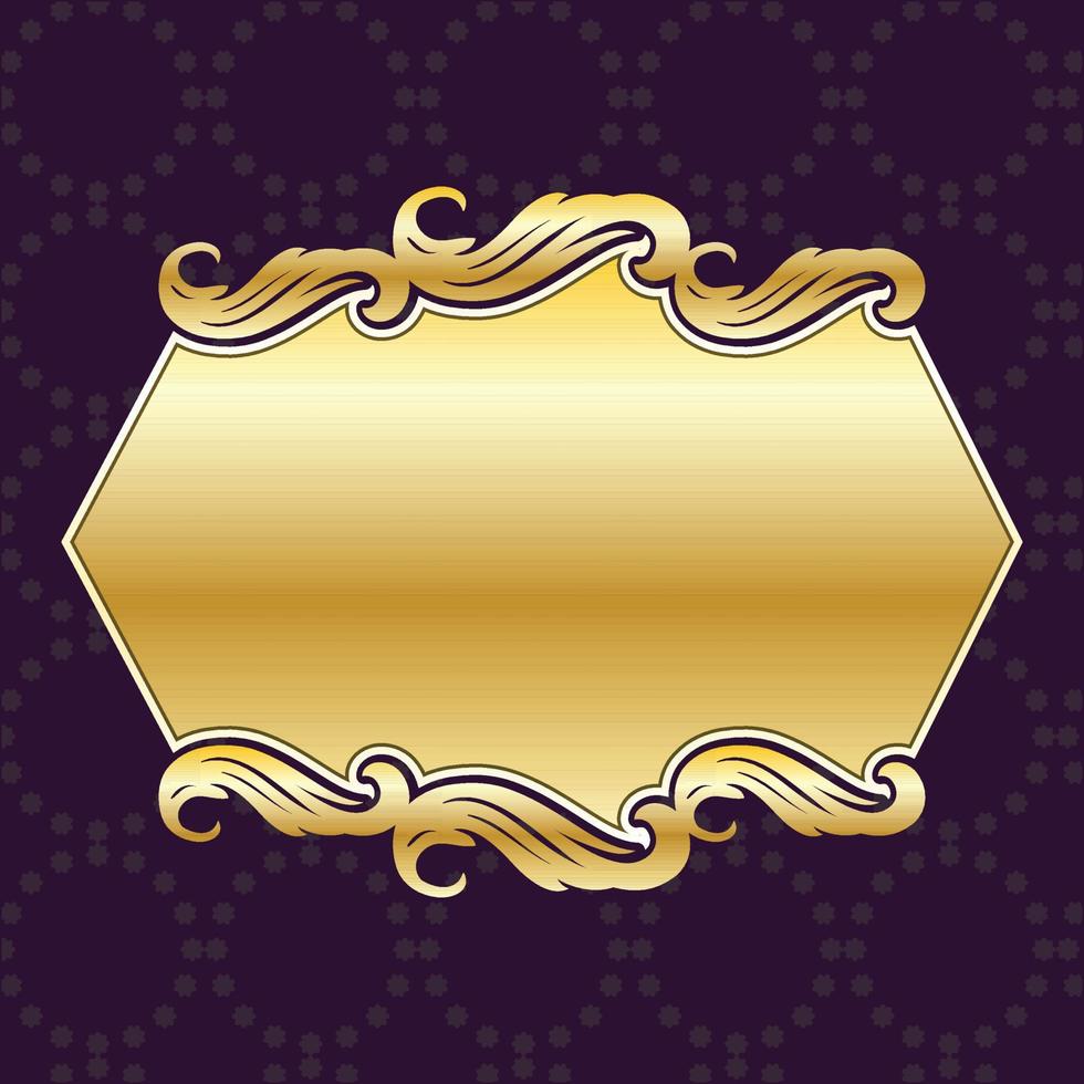 marco de tablero de etiqueta de banner decorativo real de lujo ornamental floral dorado vector