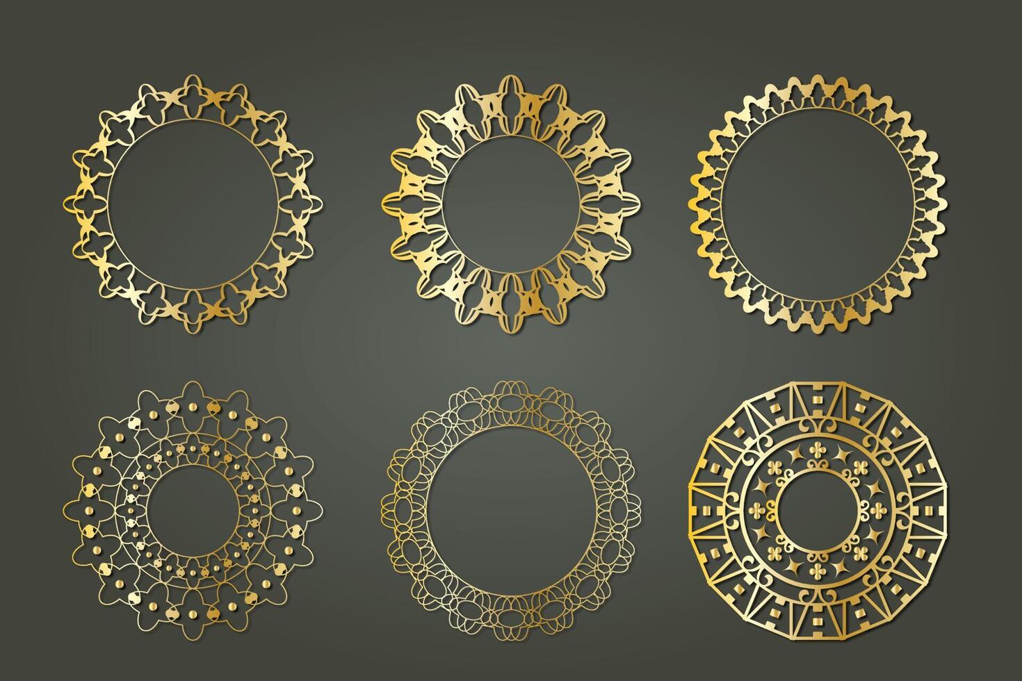 golden element luxury royal ornament circular floral victorian vector