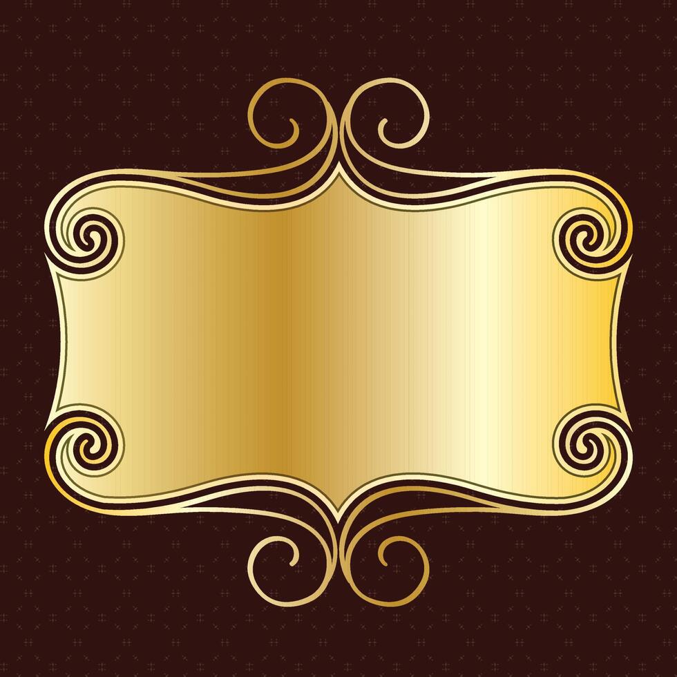luxury royal banner label antique ornamental golden decorative slab frame border vector