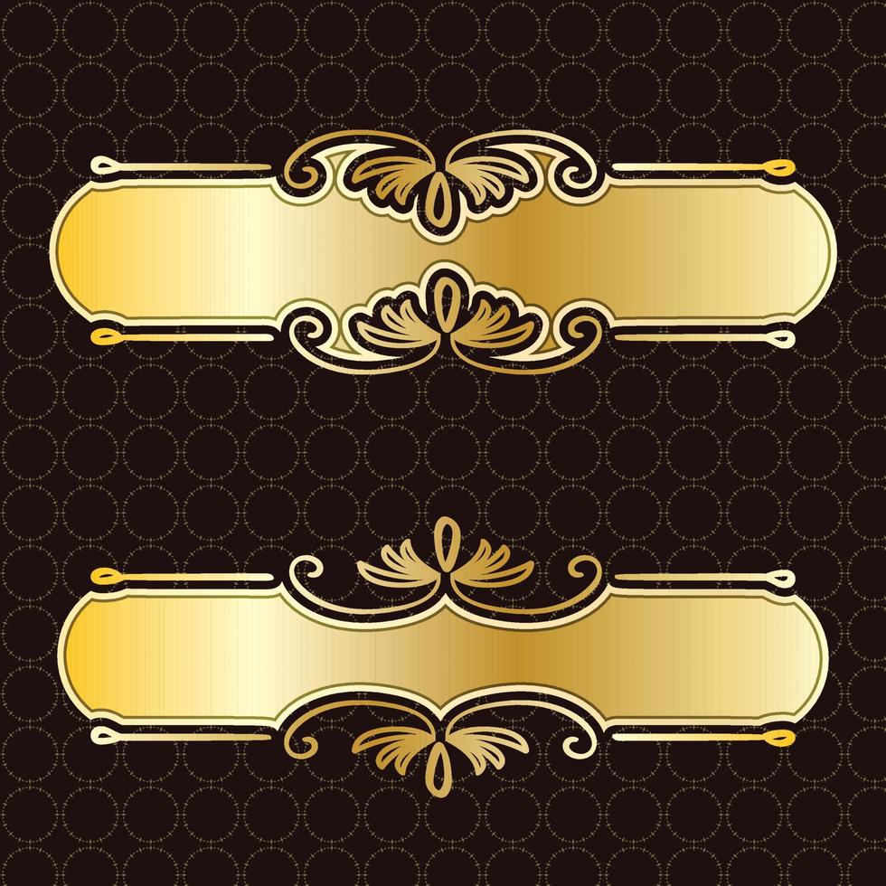 luxury royal banner label antique ornamental golden decorative slab frame border vector