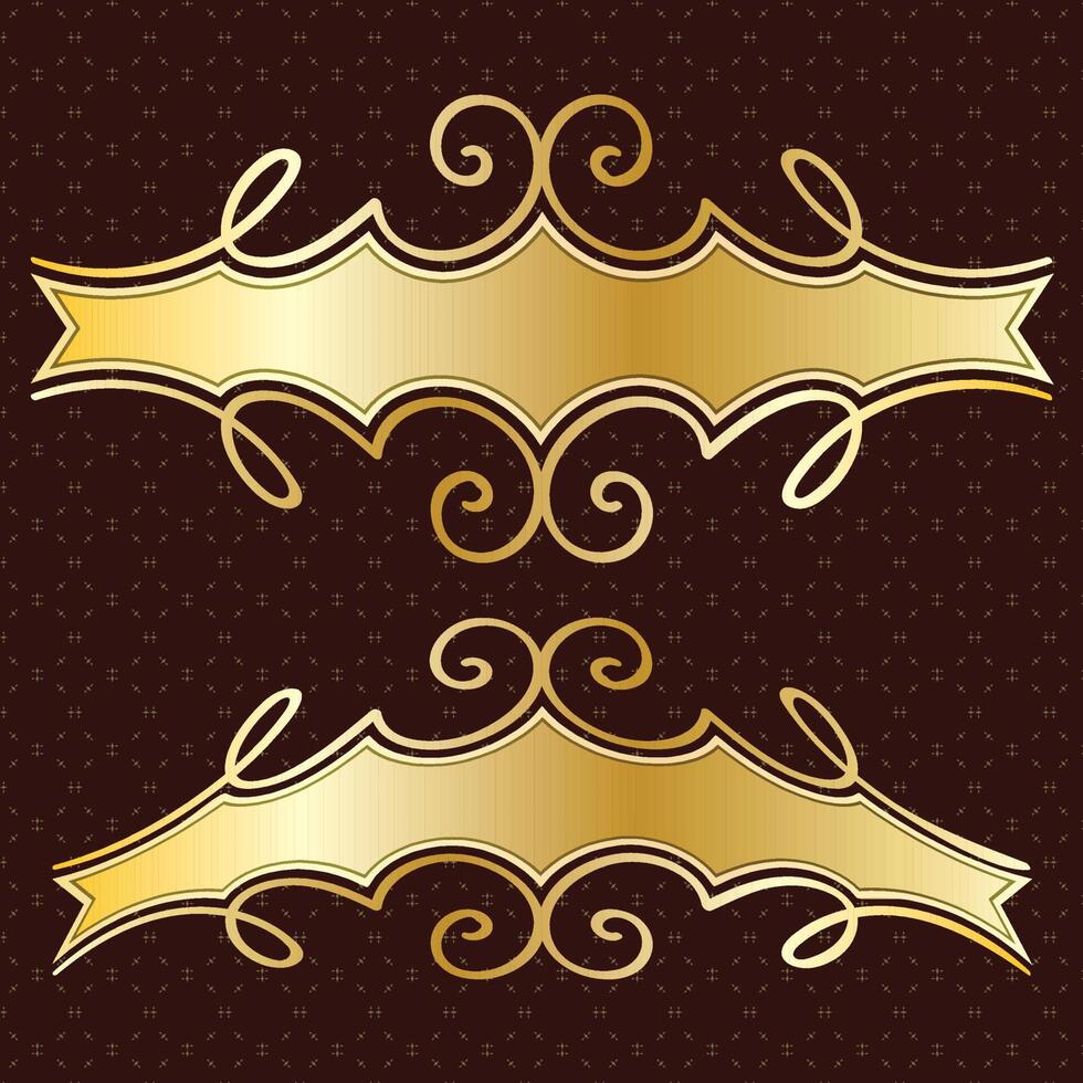 luxury royal banner label antique ornamental golden decorative slab frame border vector