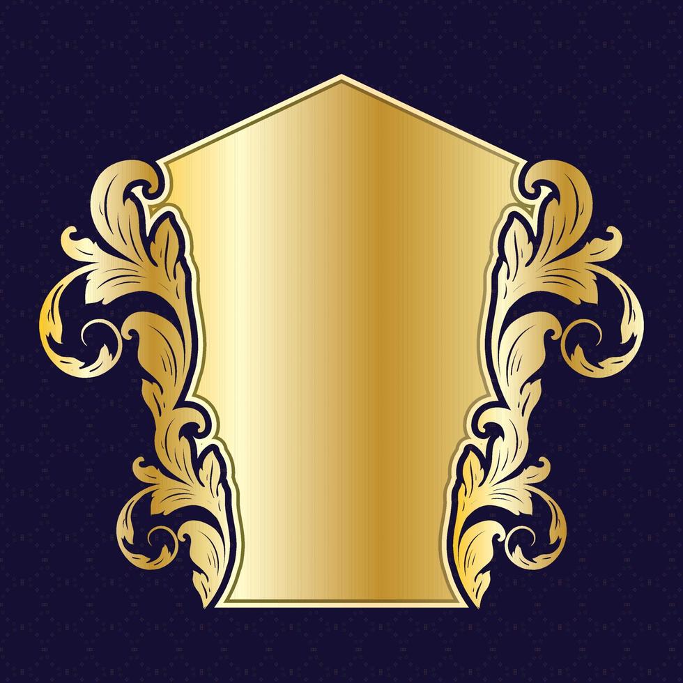 luxury royal decorative banner label board frame golden floral ornamental vector