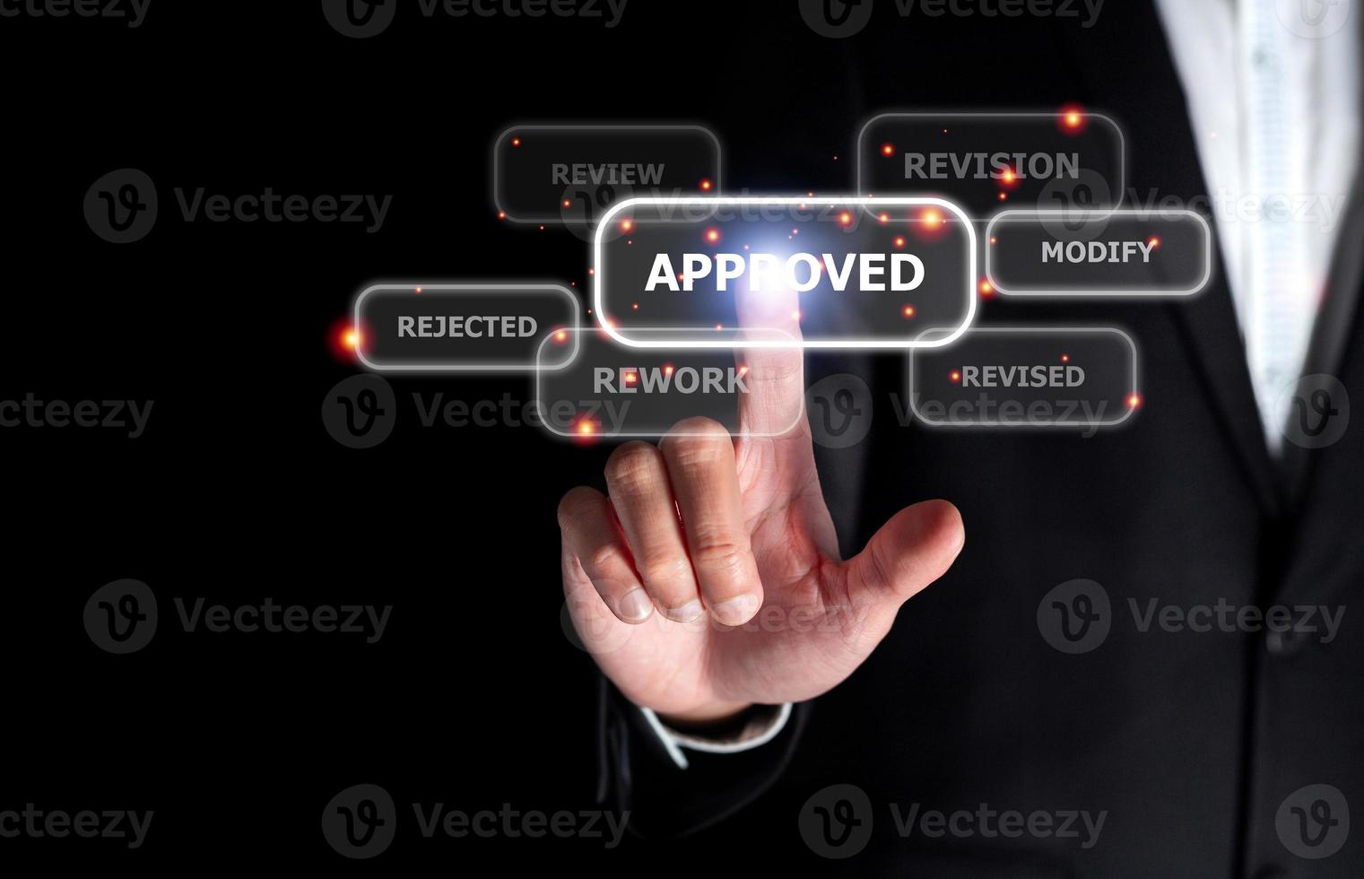 digital approve by success businessman in business concept after redo, revise, revision, modify work before acceptance photo