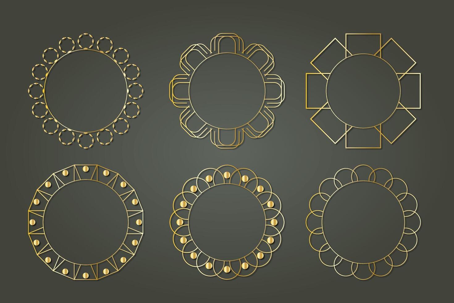 golden element luxury royal ornament circular floral victorian vector