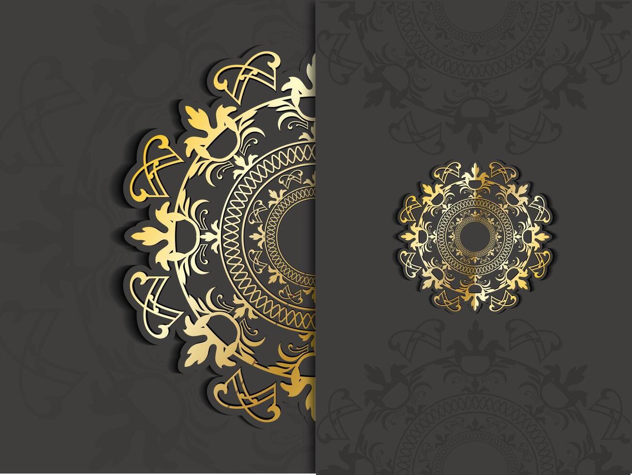 golden element luxury royal ornament circular floral victorian vector