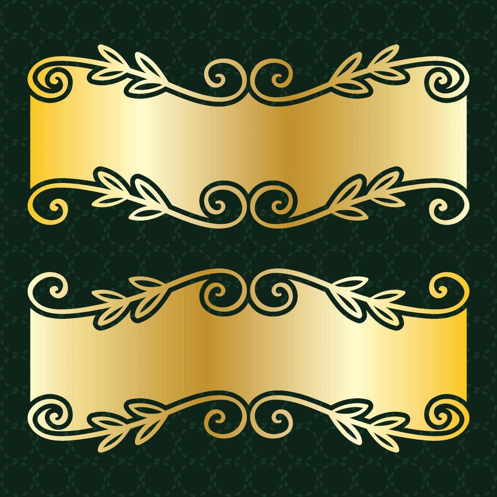 luxury royal banner label antique ornamental golden decorative slab frame border vector