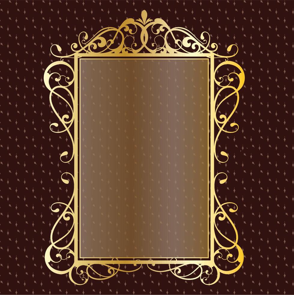 luxury royal banner label antique ornamental golden decorative slab frame border vector