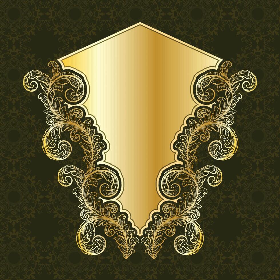 marco de tablero de etiqueta de banner decorativo real de lujo ornamental floral dorado vector