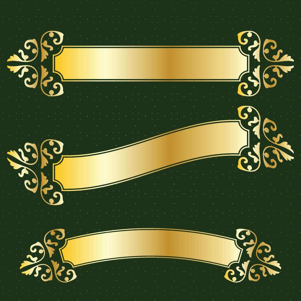 label banner frame background decoration gold luxury royal metal treasure vector