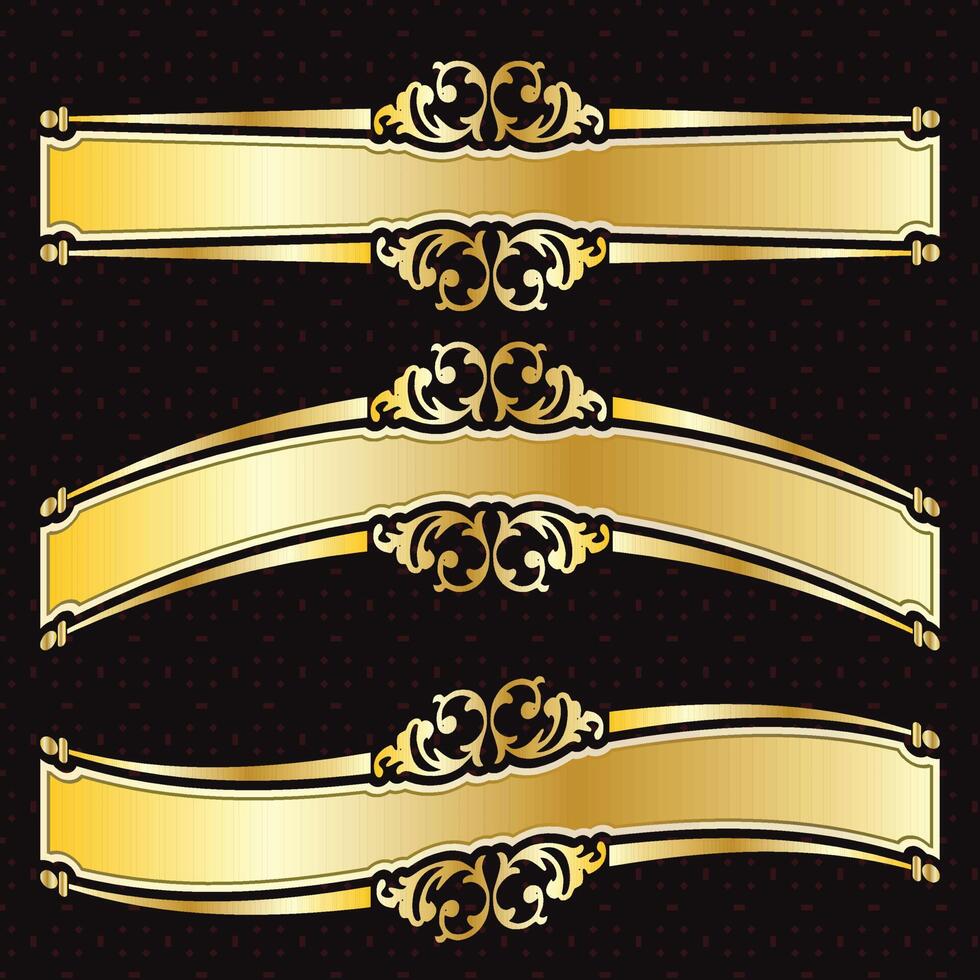 label banner frame background decoration gold luxury royal metal treasure vector