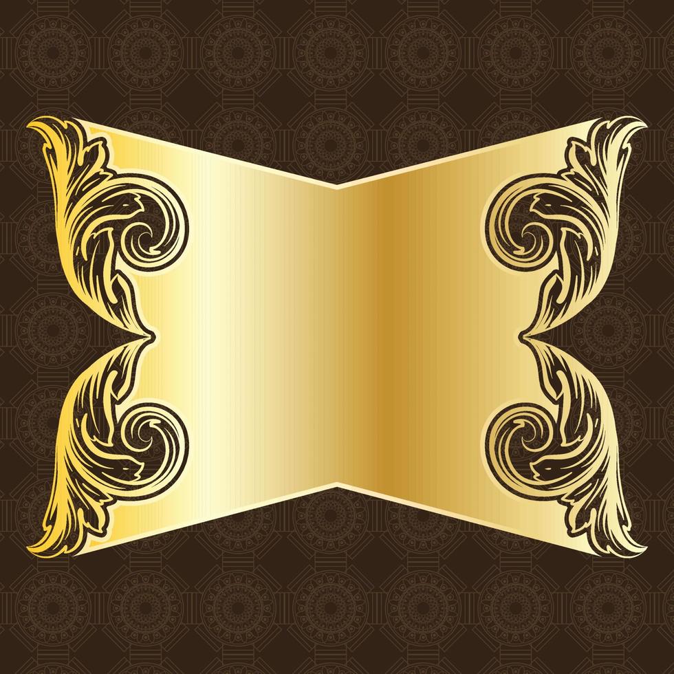 label banner frame background decoration gold luxury royal metal treasure vector