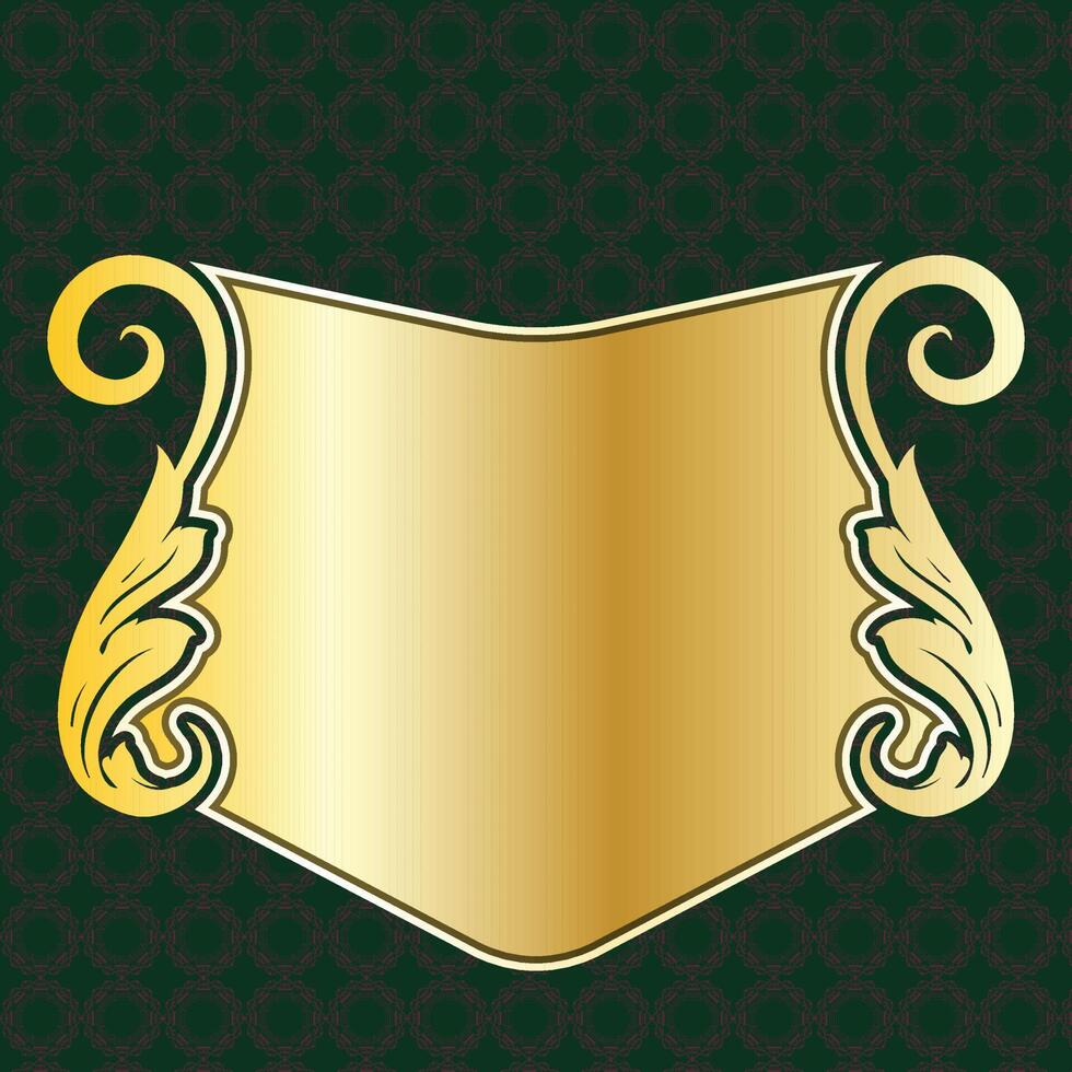 luxury royal decorative banner label board frame golden floral ornamental vector