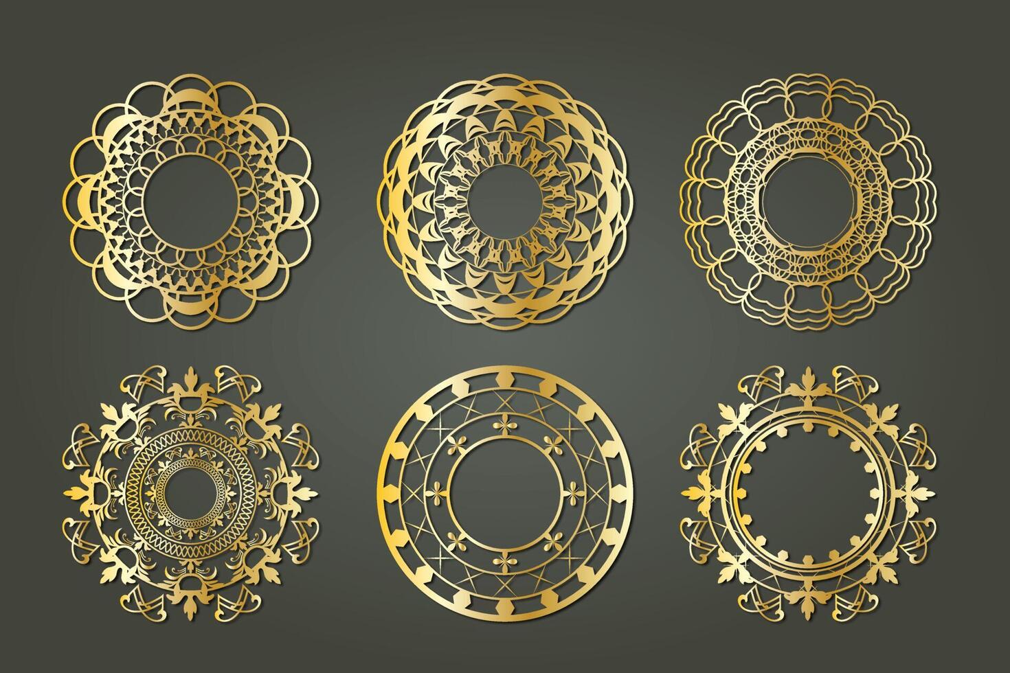 golden element luxury royal ornament circular floral victorian vector