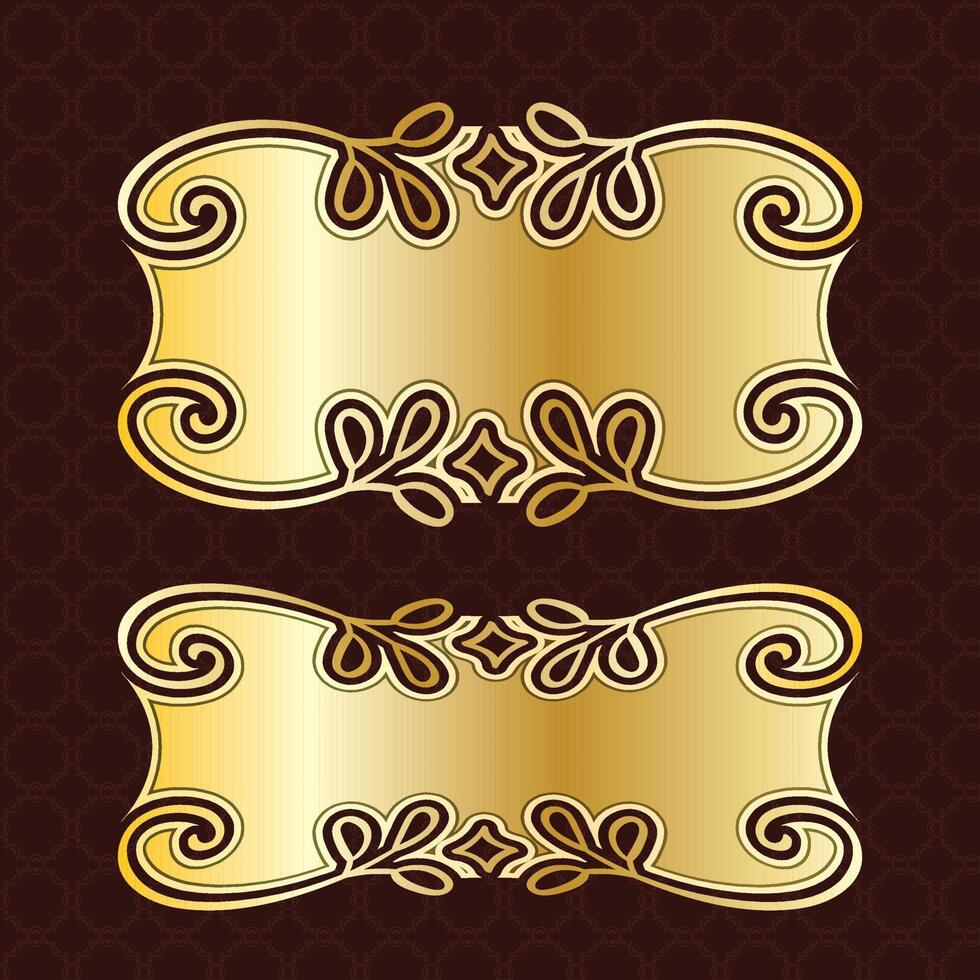 luxury royal banner label antique ornamental golden decorative slab frame border vector