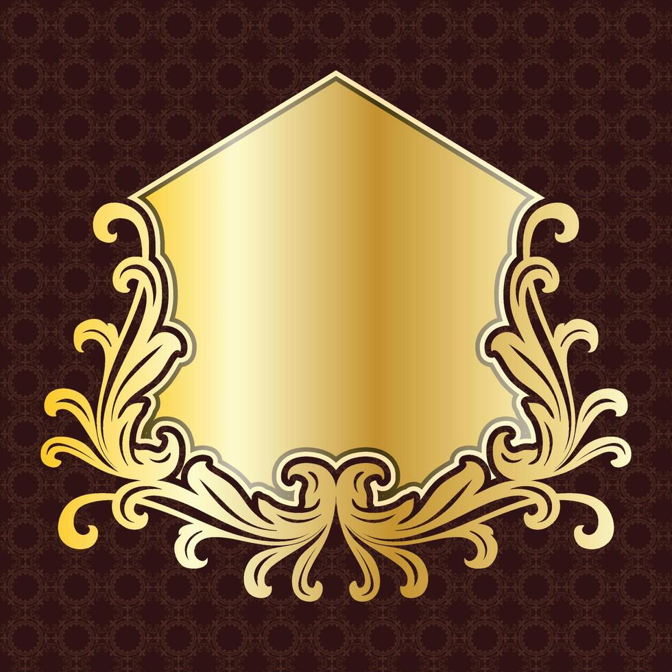 marco de tablero de etiqueta de banner decorativo real de lujo ornamental floral dorado vector