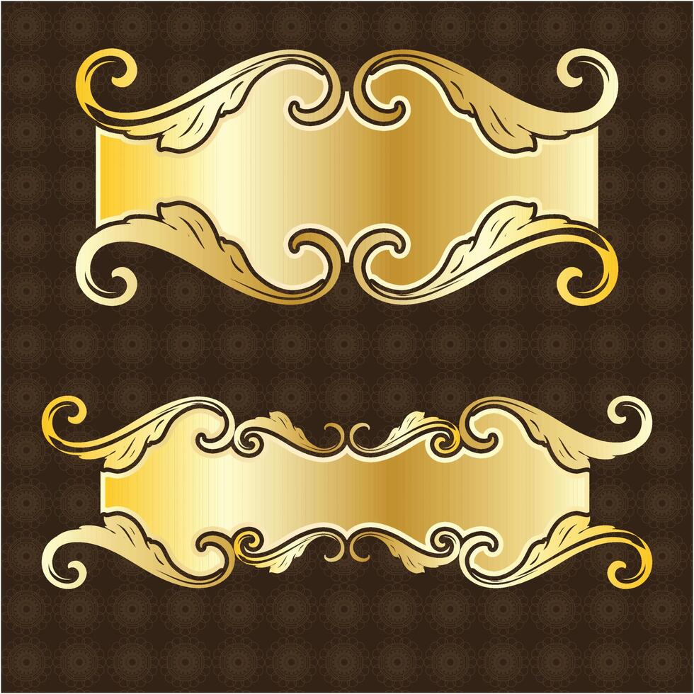 banner label gold luxury royal antique vintage menu plate board border victorian detailed vector