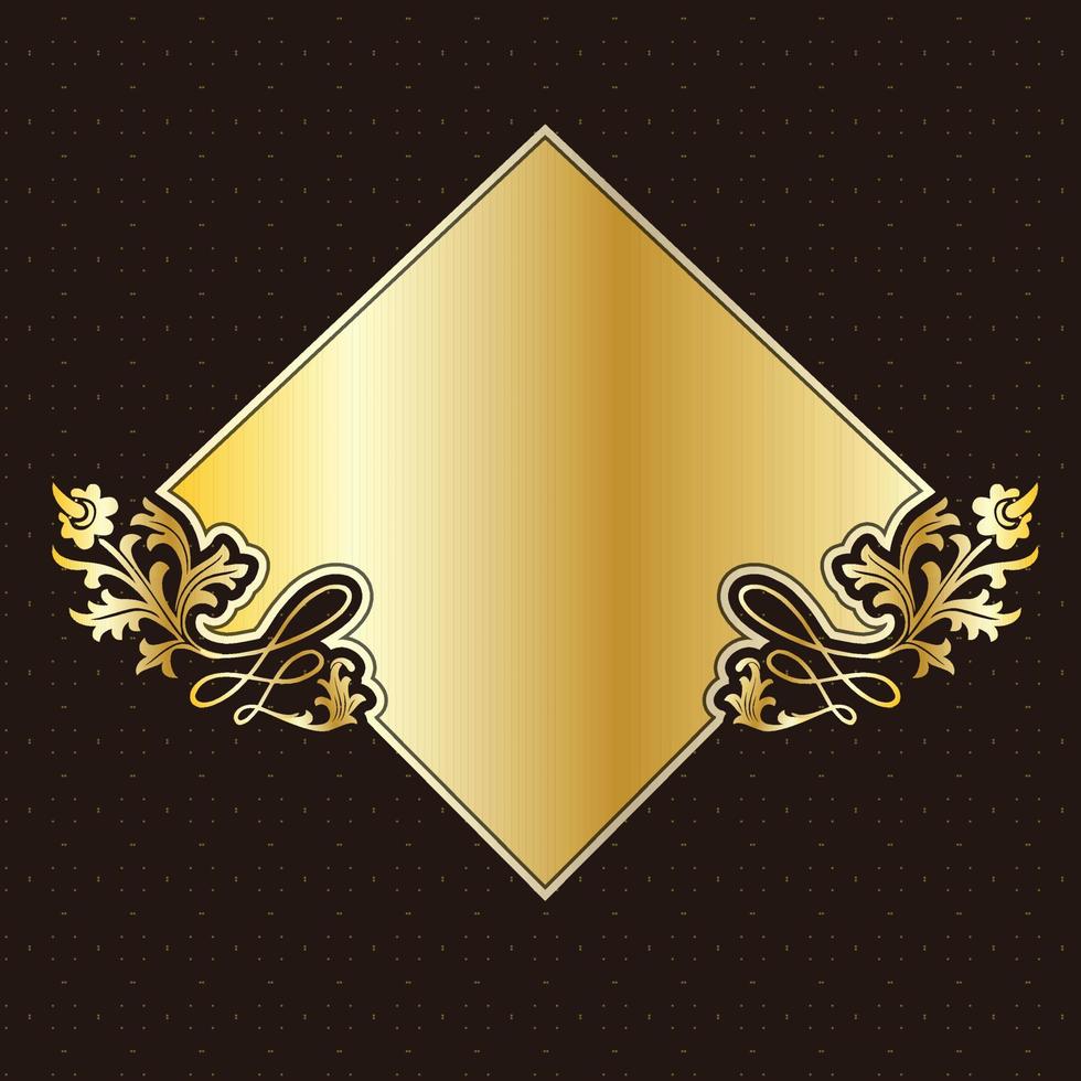 etiqueta banner marco fondo decoración oro lujo real metal tesoro vector
