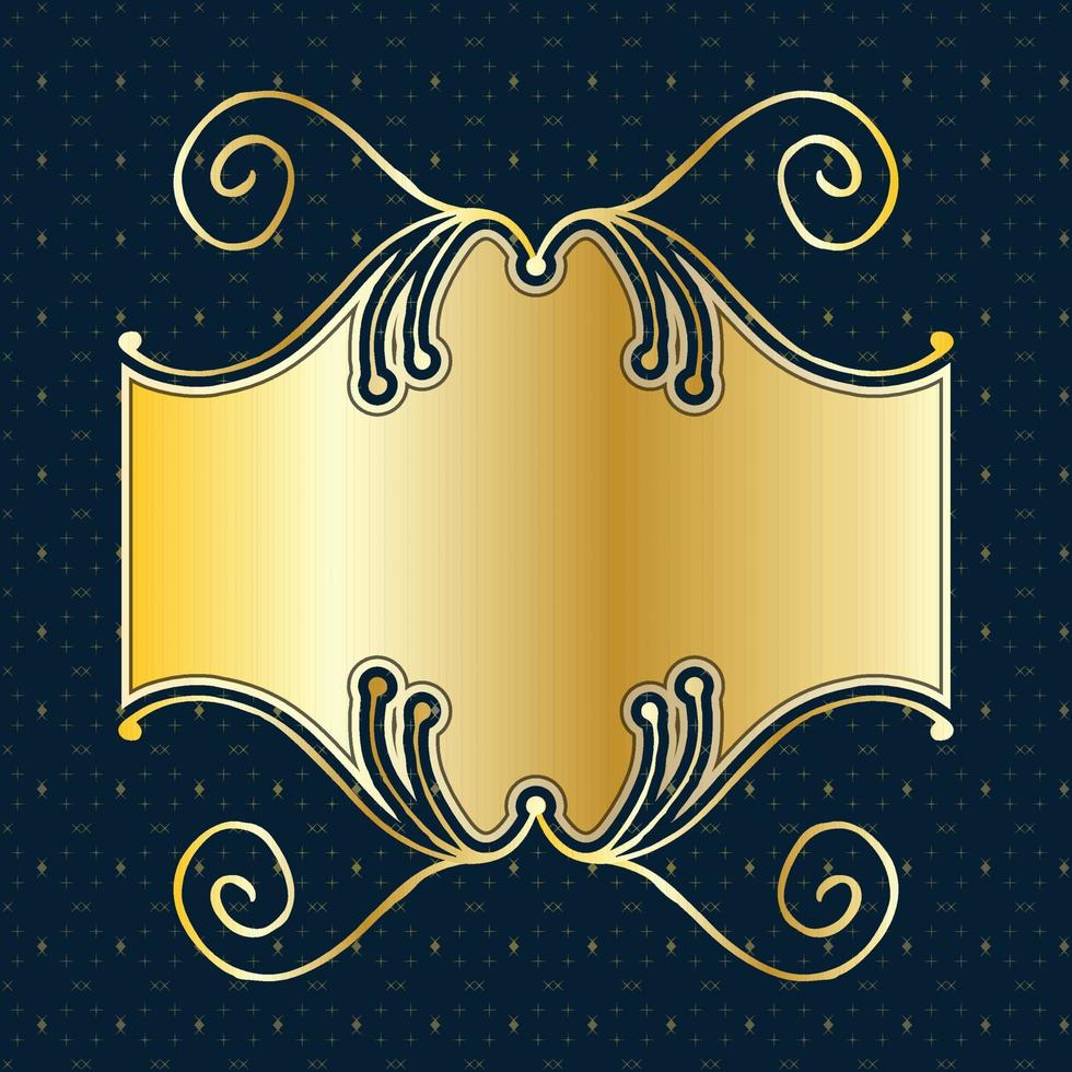 label banner frame background decoration gold luxury royal metal treasure vector