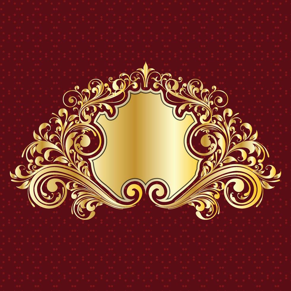 label banner frame background decoration gold luxury royal metal treasure vector