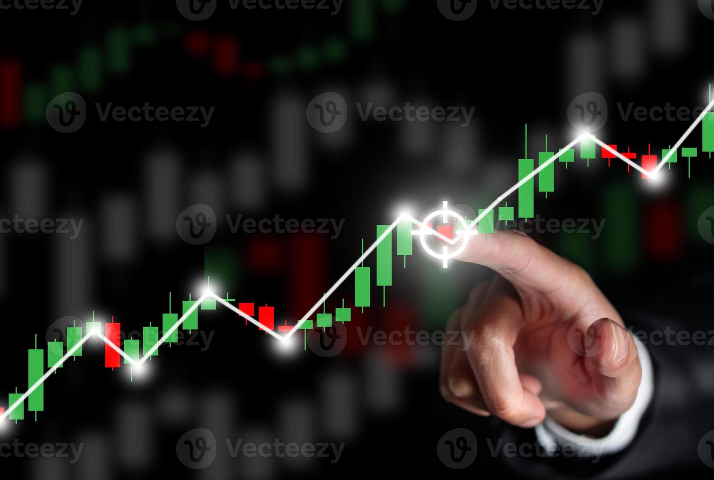 successful businessman focus buy and sell point of stock and cryptocurrency digital trend for business stock investment chart photo