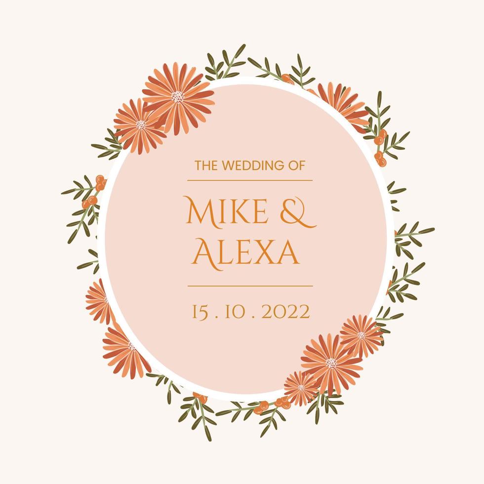 floral and foliage round frame vector