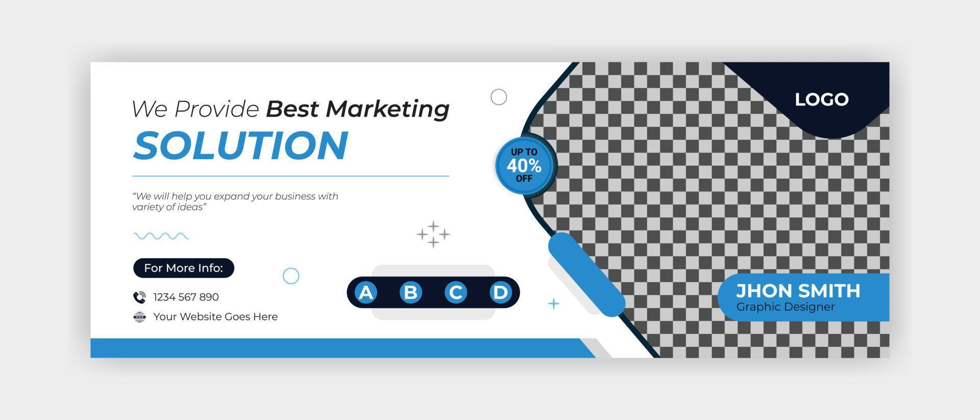 Best Marketing solution social media cover design template with creative and corporate background for any corporate office or business. vector