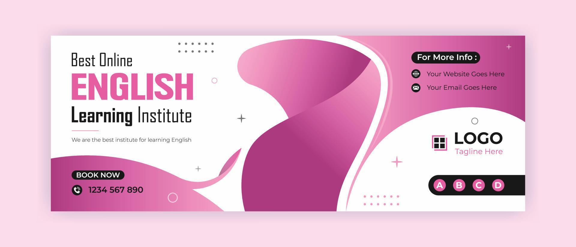 Spoken English social media banner template design for advertisement for any English learning institute vector