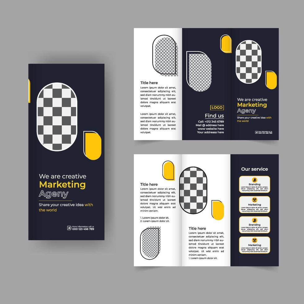 Business trifold brochure annual report cover, digital marketing tri fold corporate brochure cover or flyer design. Leaflet presentation. Catalog with Abstract geometric background. Modern template, vector