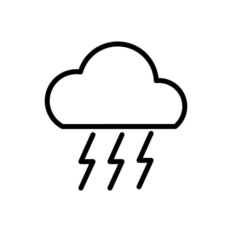 simple cloud and lightning icon  line art vector