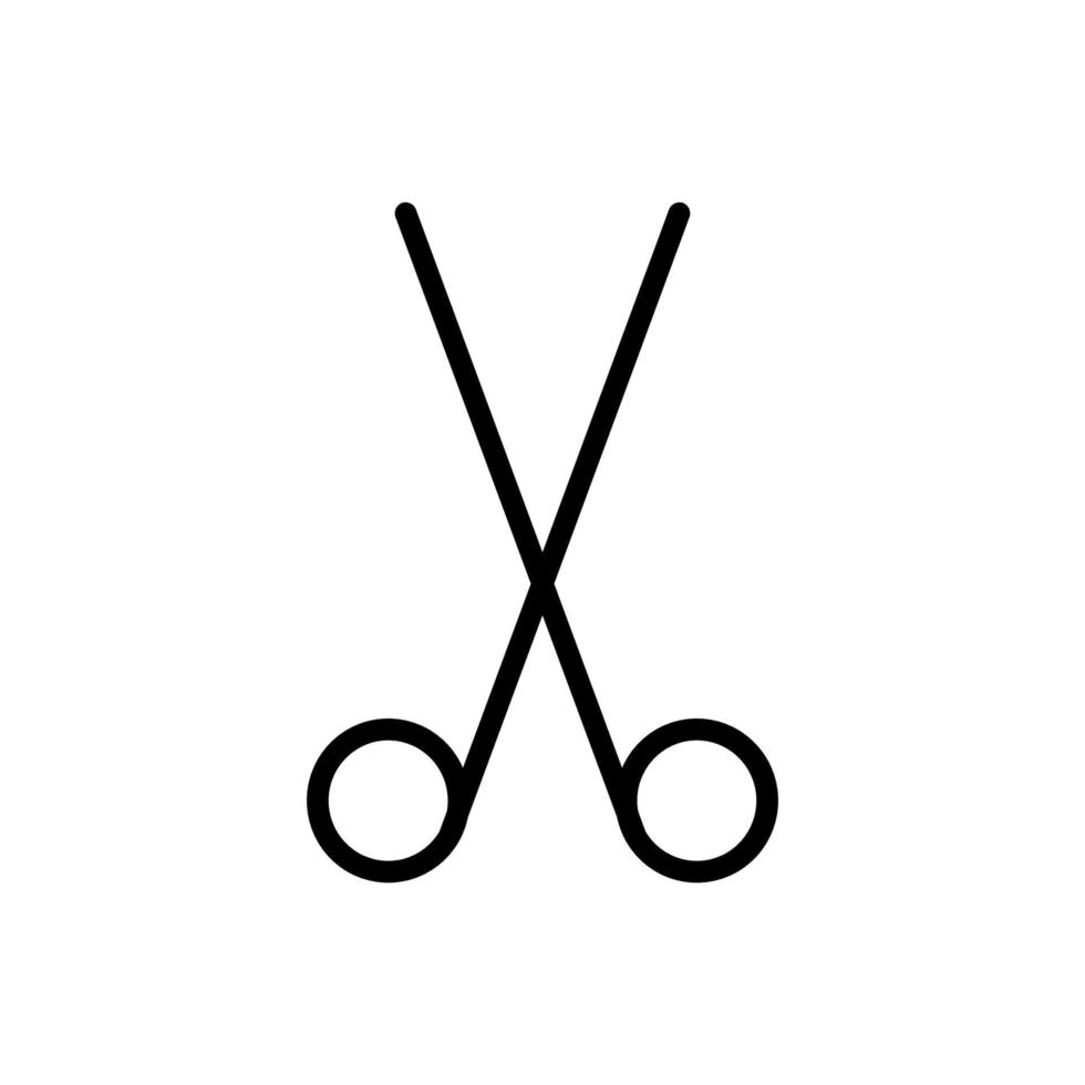 simple scissors icon, line art vector