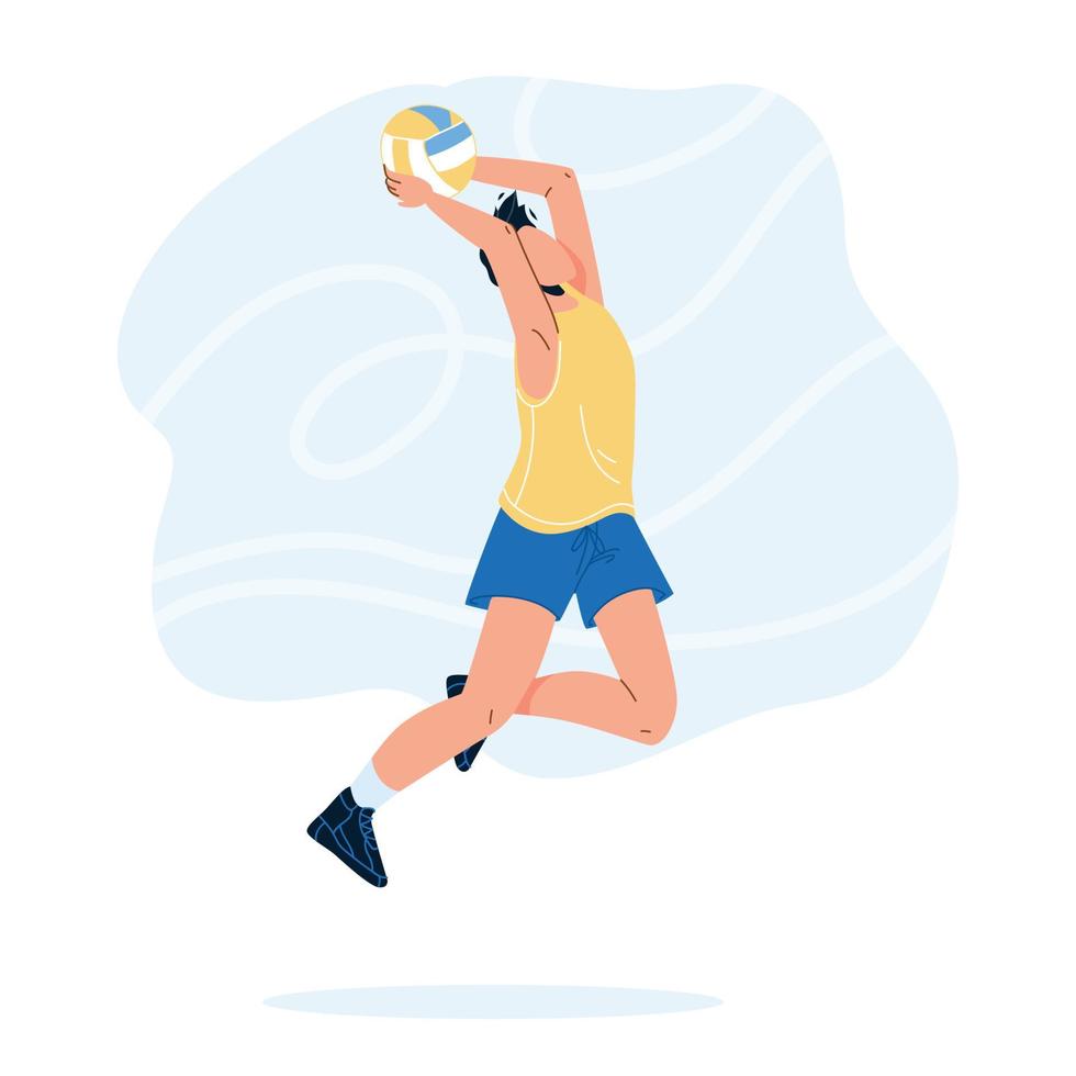 Volleyball Player Jump And Throwing Ball Vector