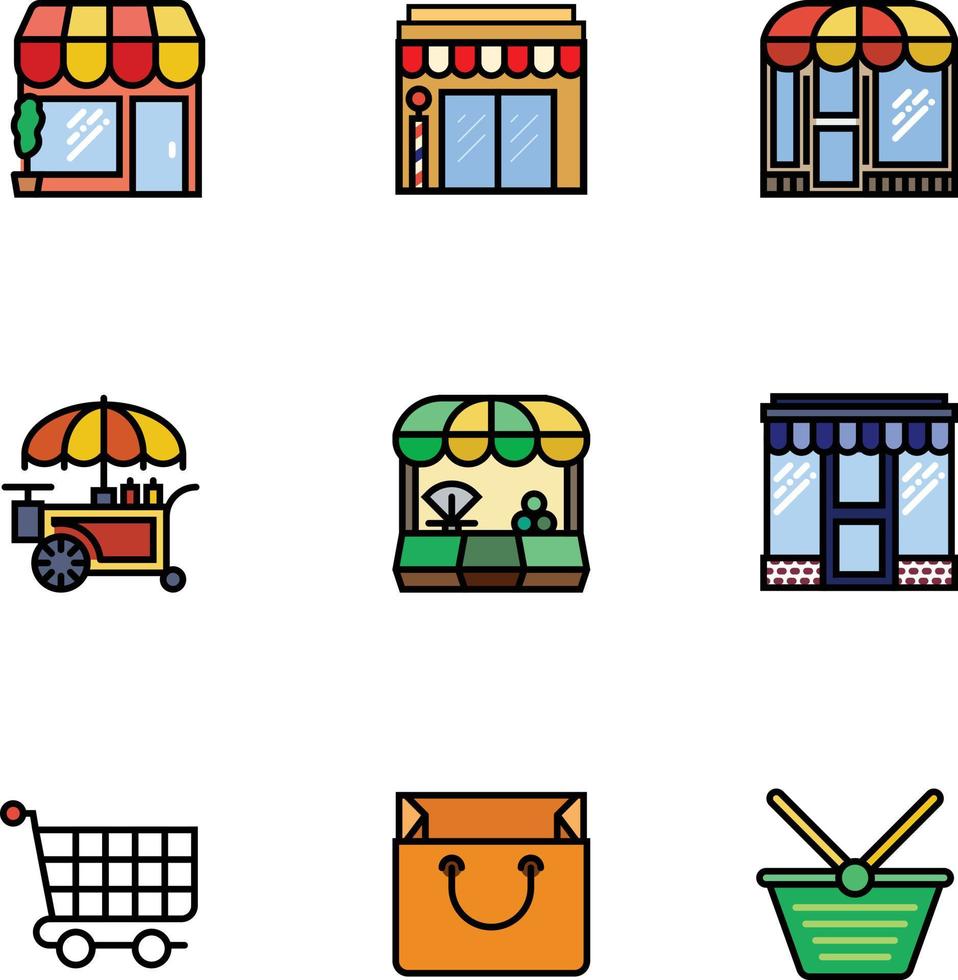 flat icon shop set vector