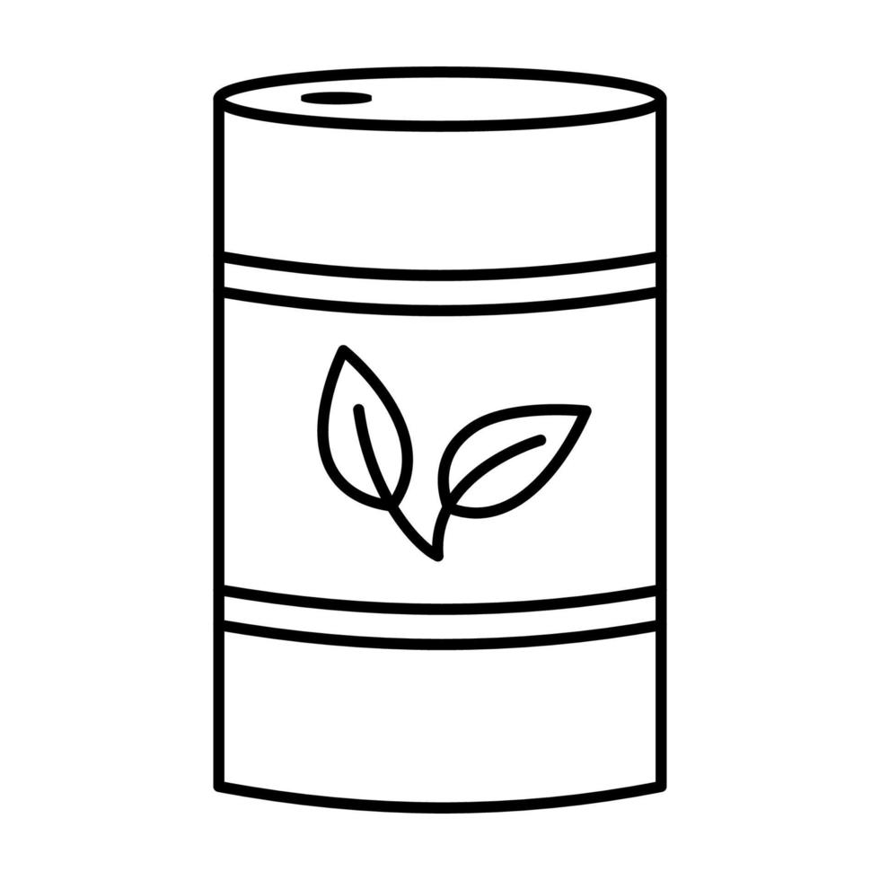 Barrel with biofuels. Biomass energy concept. Barrel with leaf logo. Alternative sustainable resources. Renewable energy vector