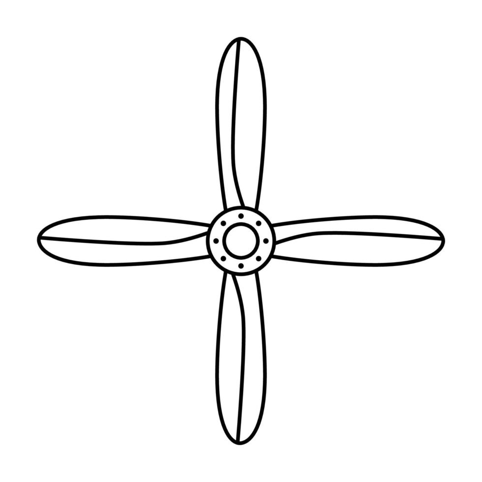 Vintage aircraft screw. Propeller of airplane, icon. Vector propeller illustration