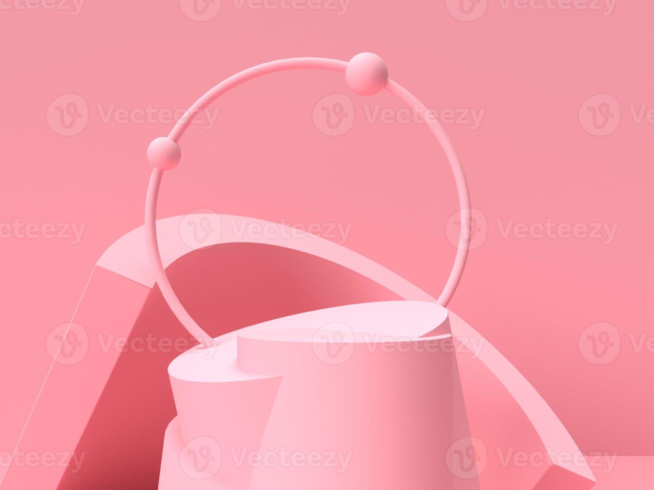 Renderizado abstracto 3d.productos de belleza establecidos para maquetas de empaques cosméticos y para el cuidado de la piel diseño mínimo sobre fondo rosa pastel foto