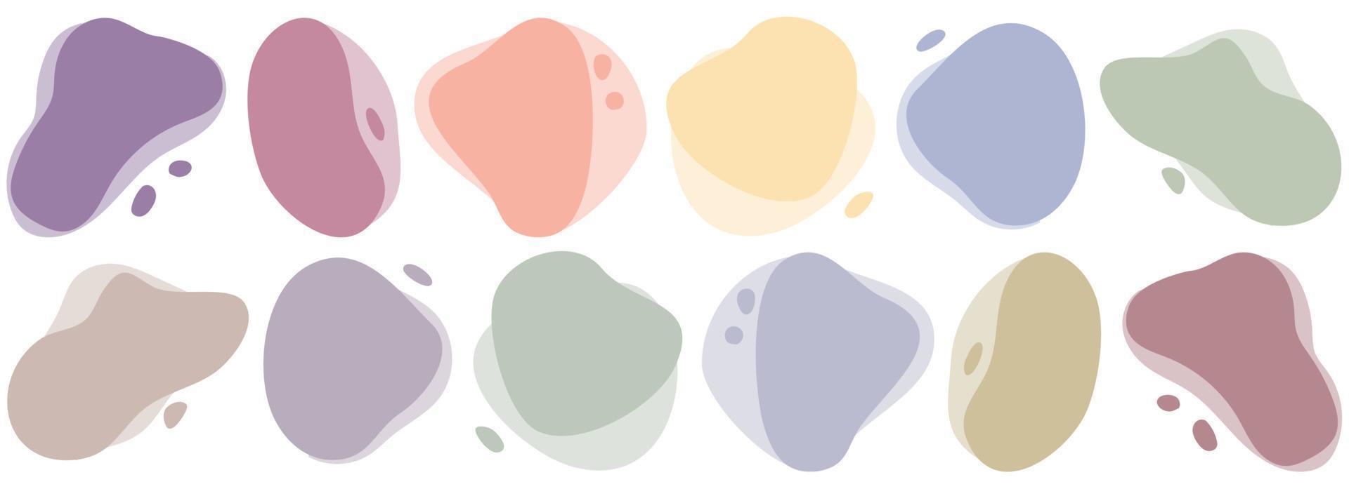 Set of colourful vector liquid splash shape backgrounds for WEB and APP design. Isolated vector elements. Rounded, digital water shapes. Landing page design items.