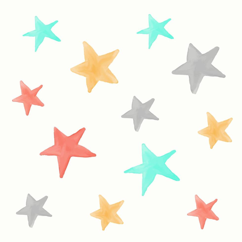 Stars - a set of hand-drawn watercolor stars, isolated on white vector