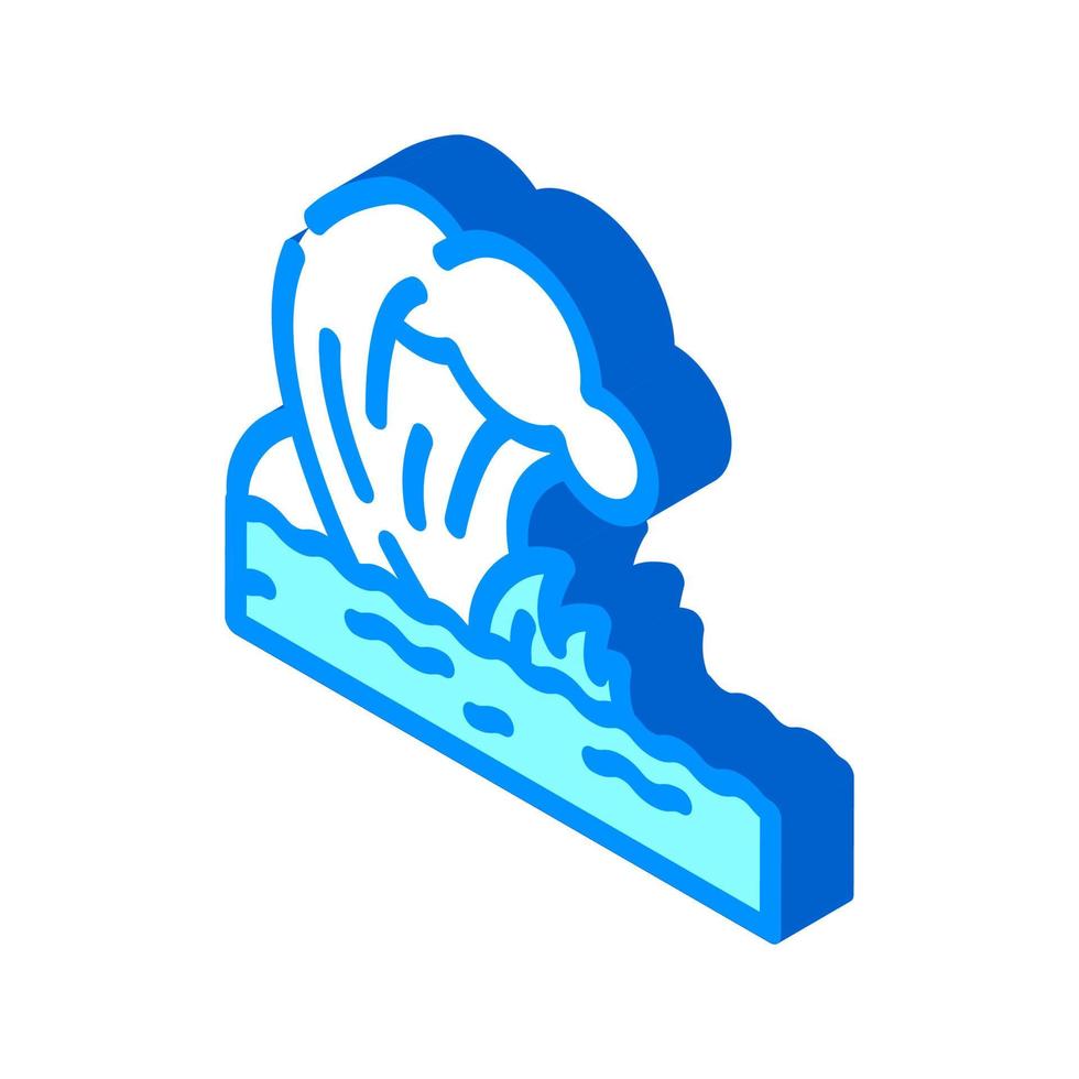 Ilustración de vector de icono isométrico de desastre de tsunami