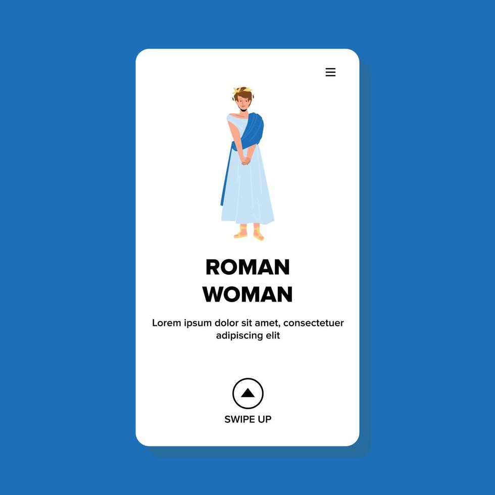 Roman Woman Wearing Long Grecian Clothes Vector