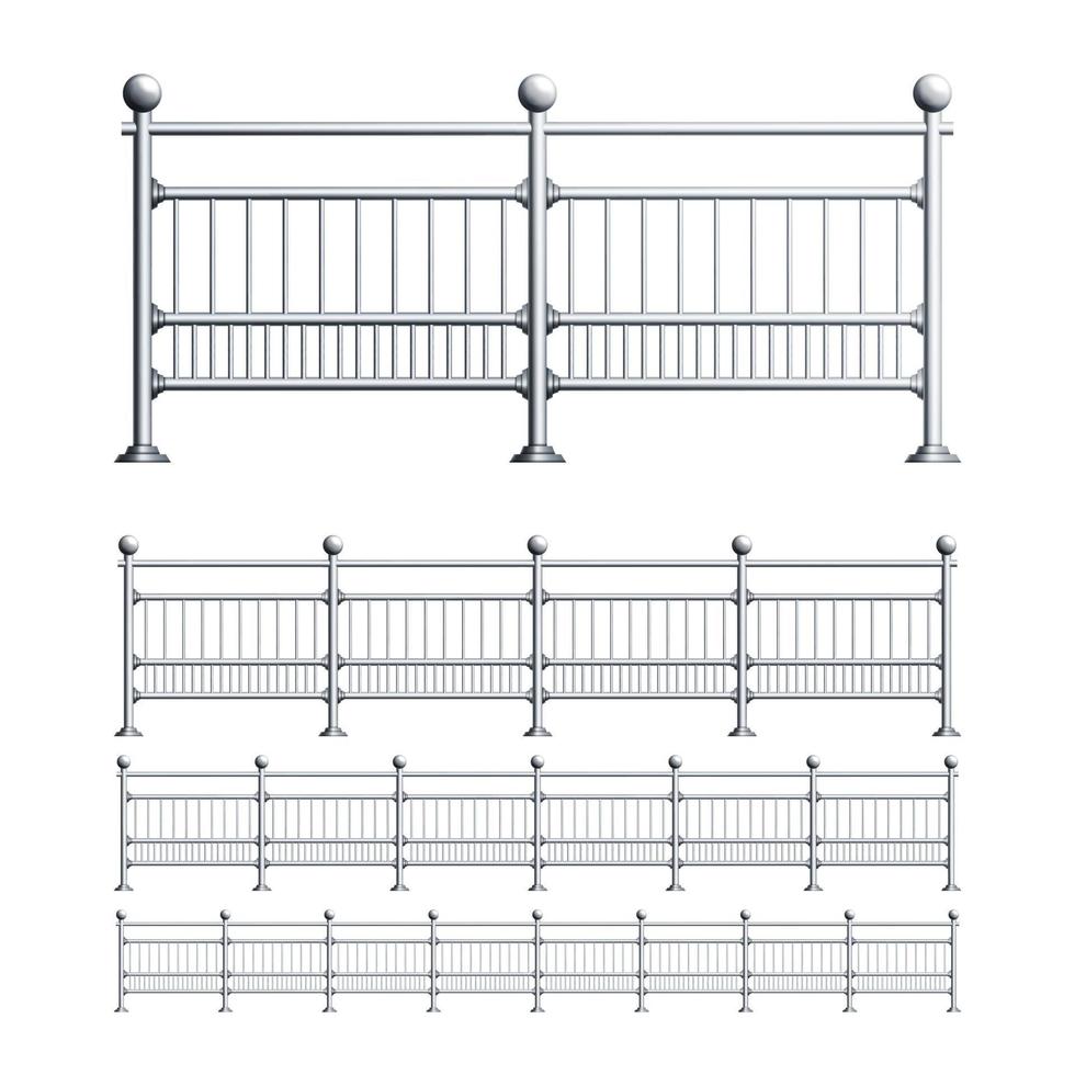 Steel Railings Exterior Construction Set Vector