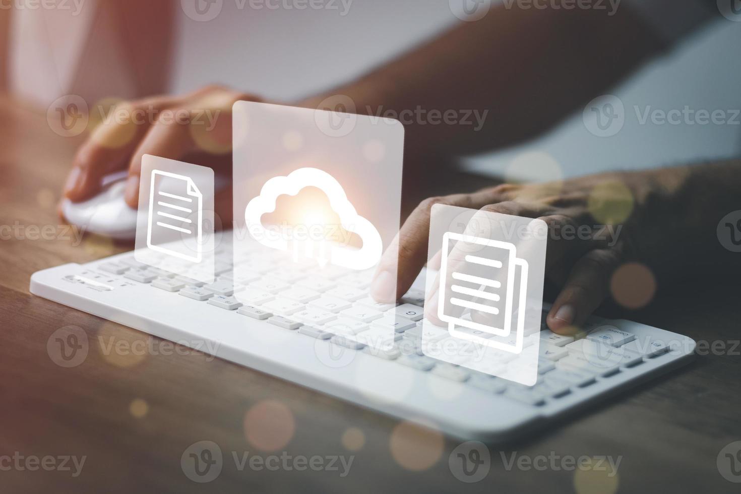 Male hands operating a computer. to manage online that is easy, convenient, fast and enhances the efficiency of digital transformation for the organization photo