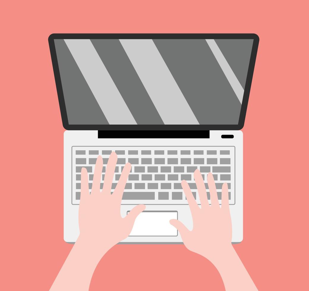 Minimal Illustration Of working On A laptop Keyboard Hands Concept Graphic Business office vector