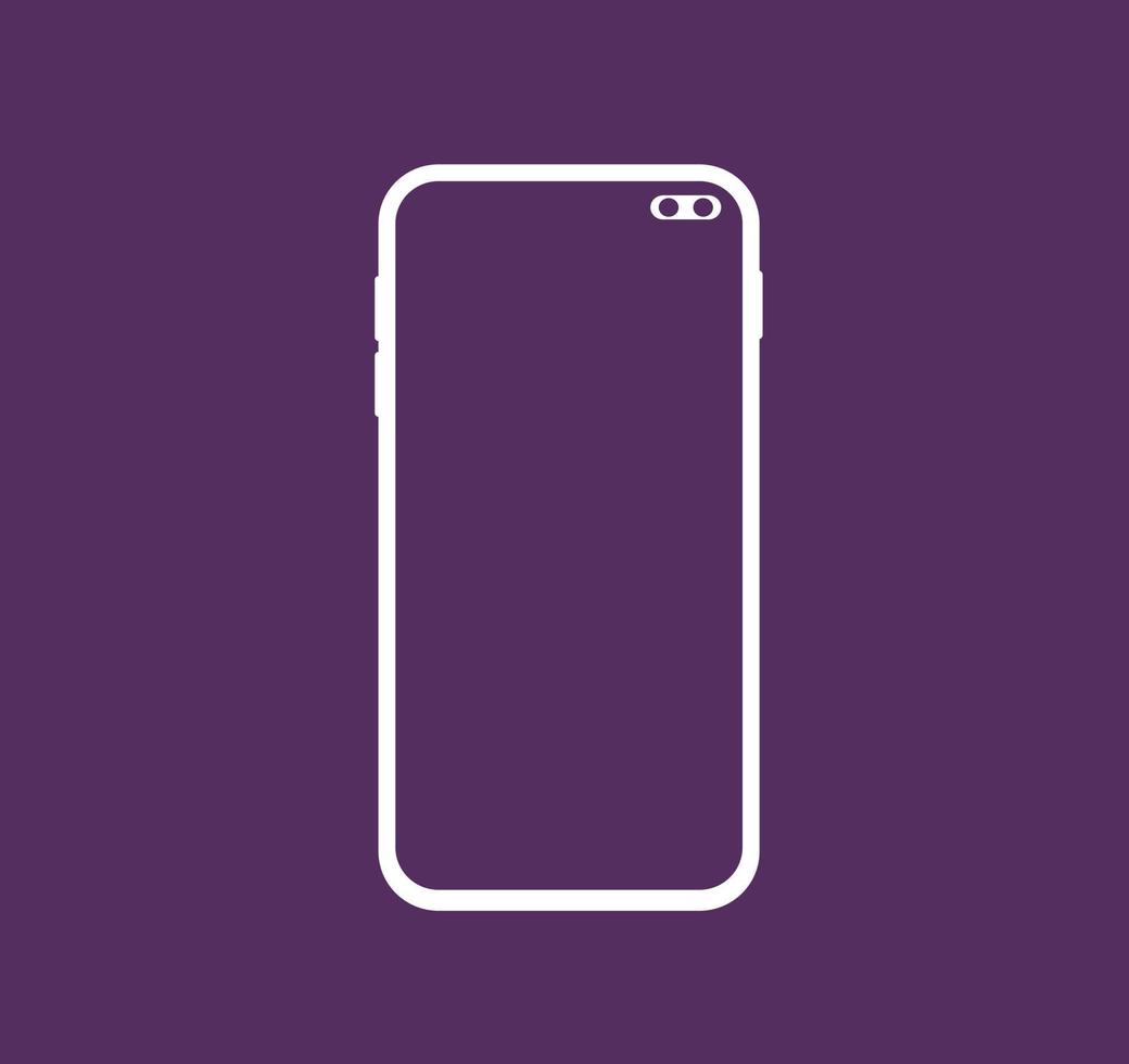 Illustration Smartphone Punch Hole Modern White Minimal Device Mockup Isolated Touchscreen Blank Display Screen Technology Gadget Concept Office App Flat Icon Wireless Cellphone Infographic Template vector